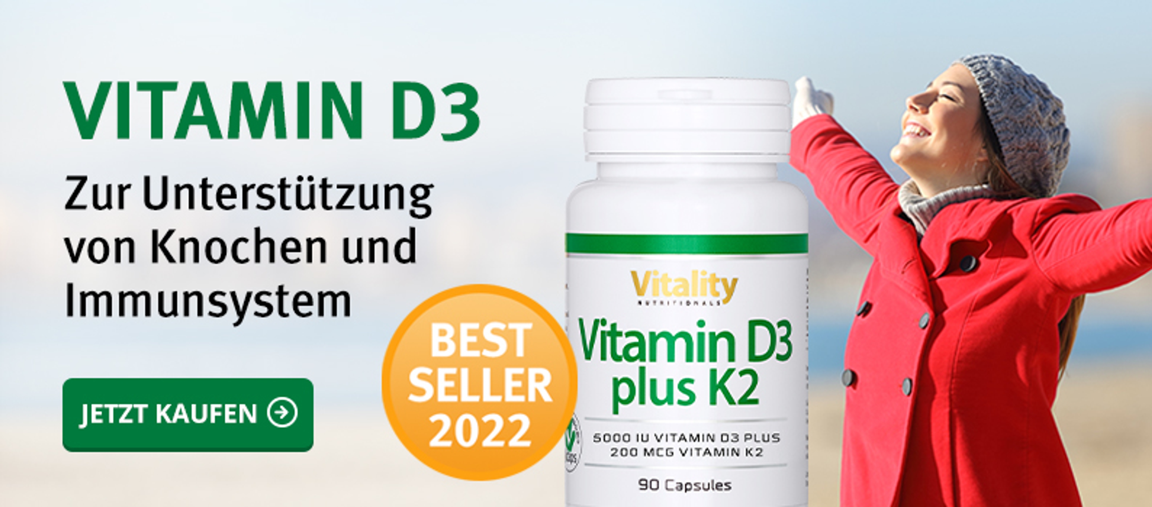 DACH Bestseller 2022 - Vitamin D3 5000 plus K2